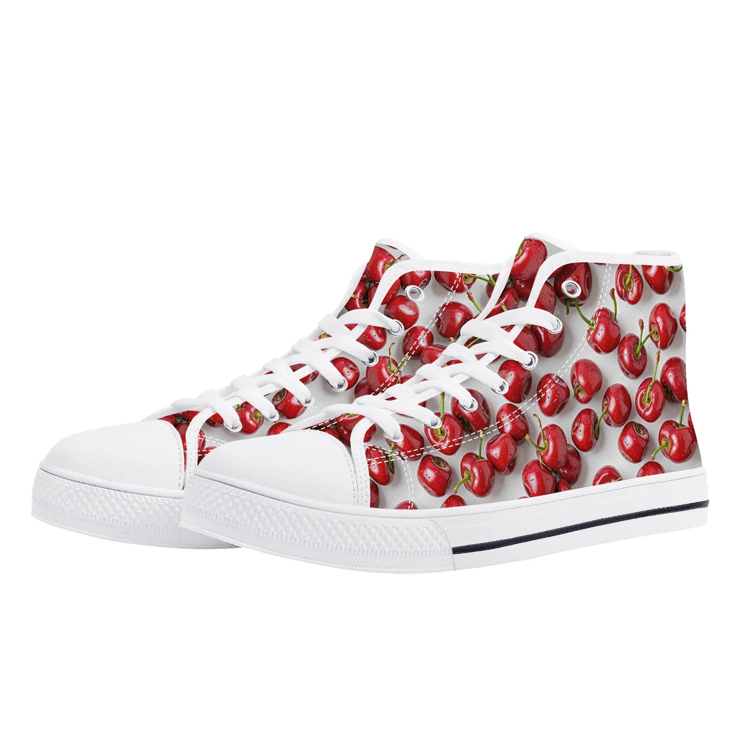 Womens High Top Canvas Shoes - Cherry