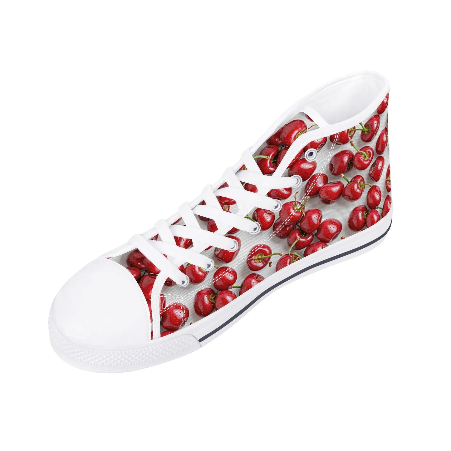 Womens High Top Canvas Shoes - Cherry