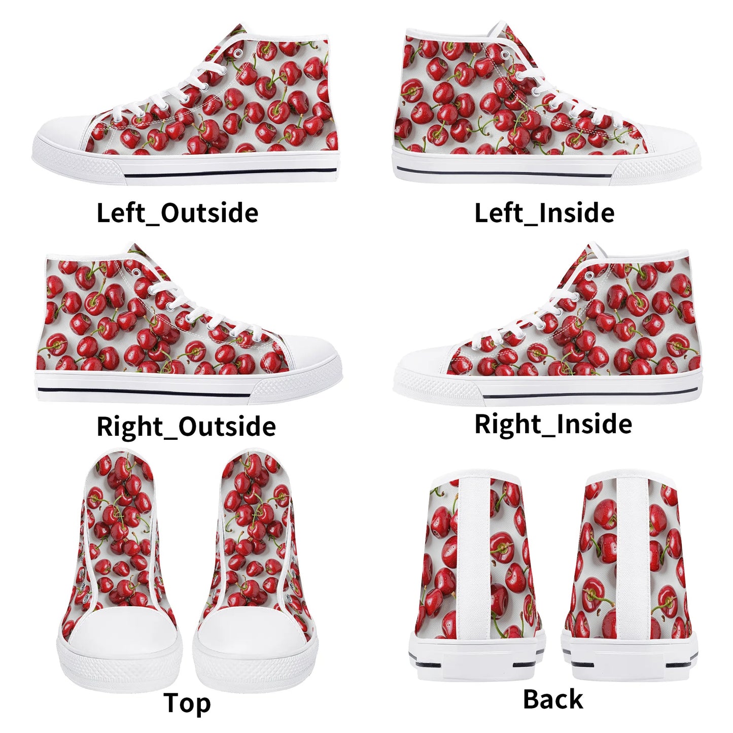 Womens High Top Canvas Shoes - Cherry