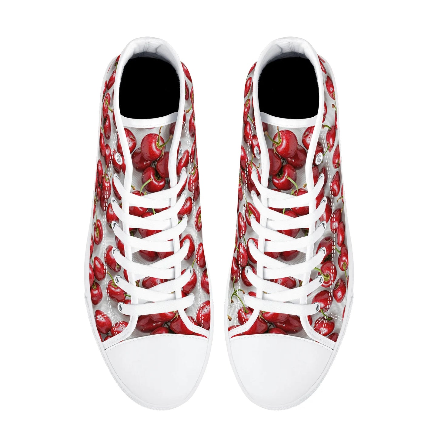 Womens High Top Canvas Shoes - Cherry