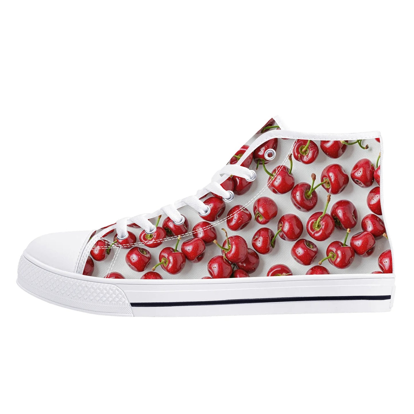 Womens High Top Canvas Shoes - Cherry