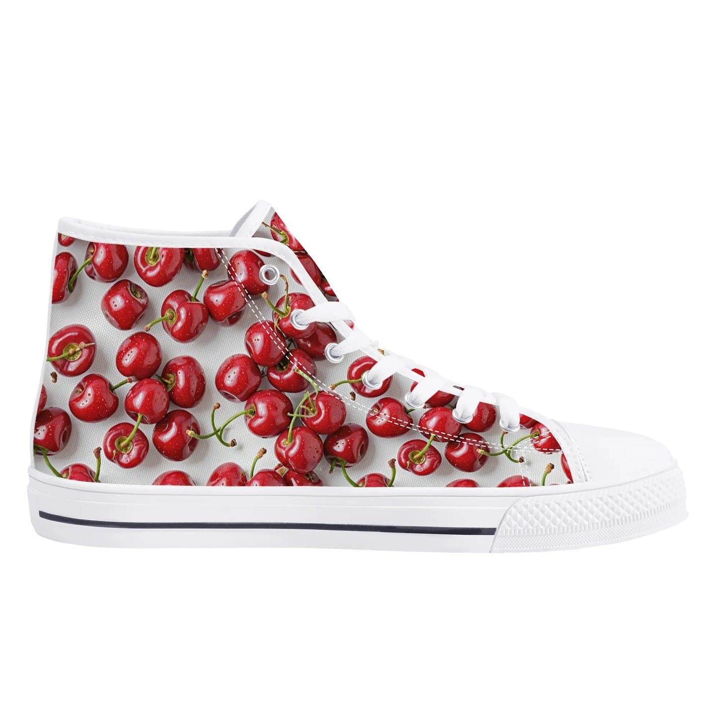 Womens High Top Canvas Shoes - Cherry