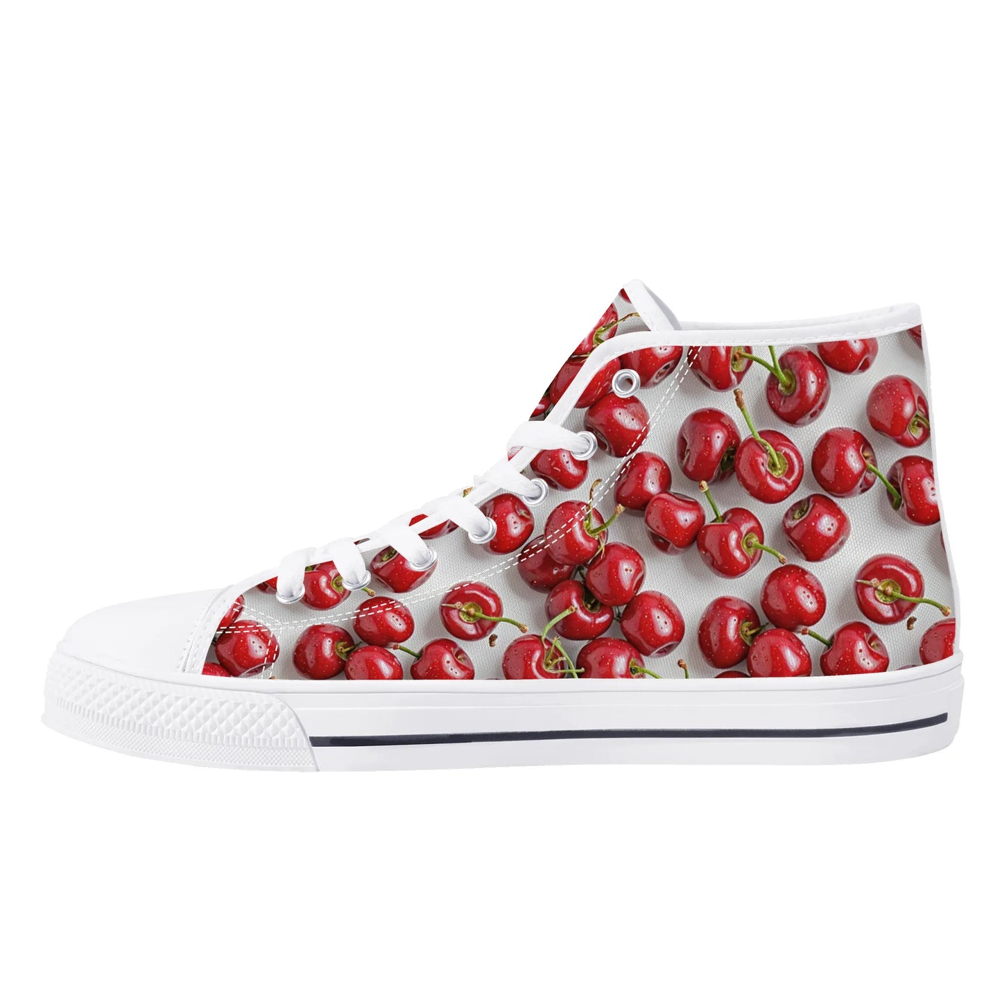 Womens High Top Canvas Shoes - Cherry