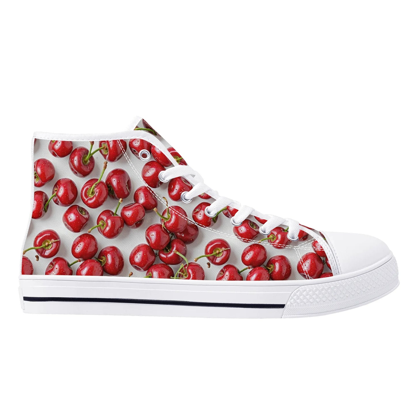 Womens High Top Canvas Shoes - Cherry