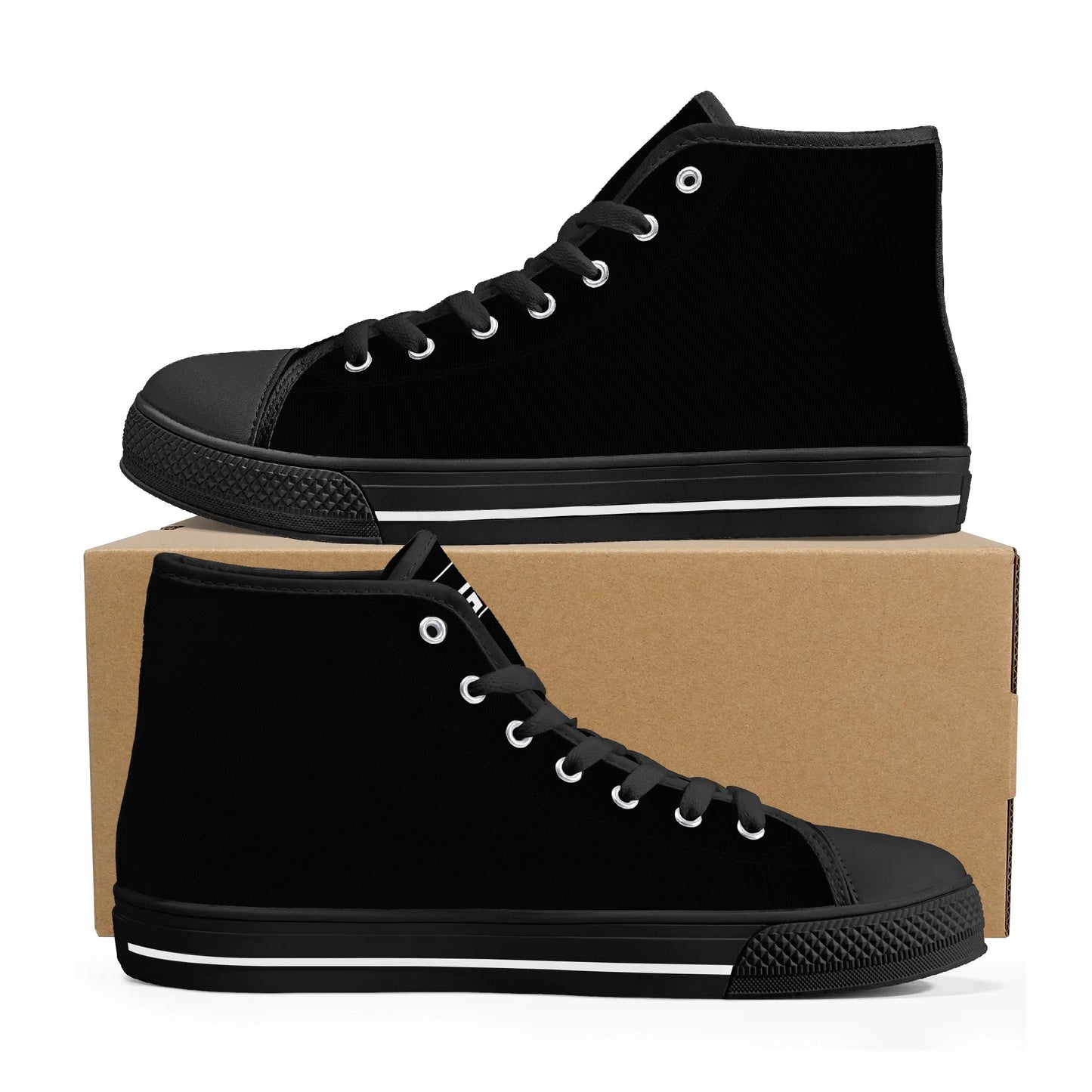 Mens High Top Canvas Shoes - GR - Colour Tongue