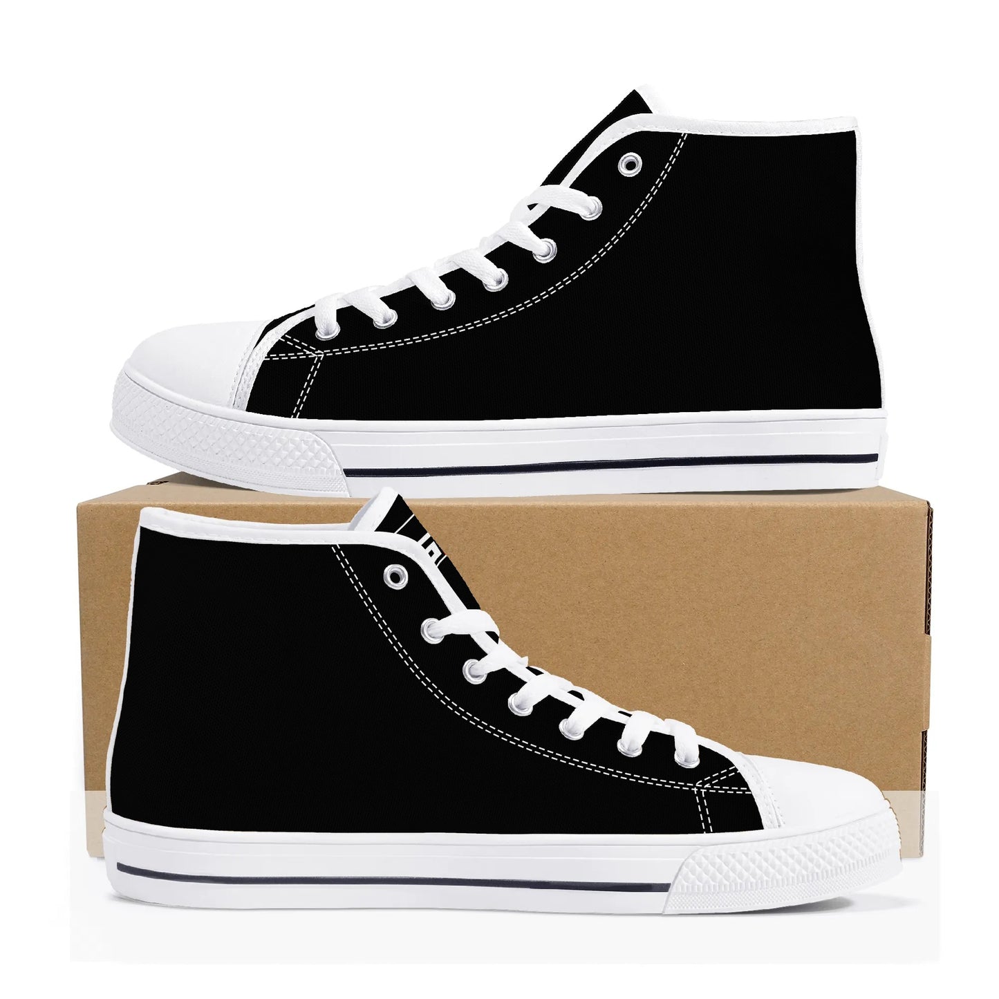 Mens High Top Canvas Shoes - GR - Colour Tongue