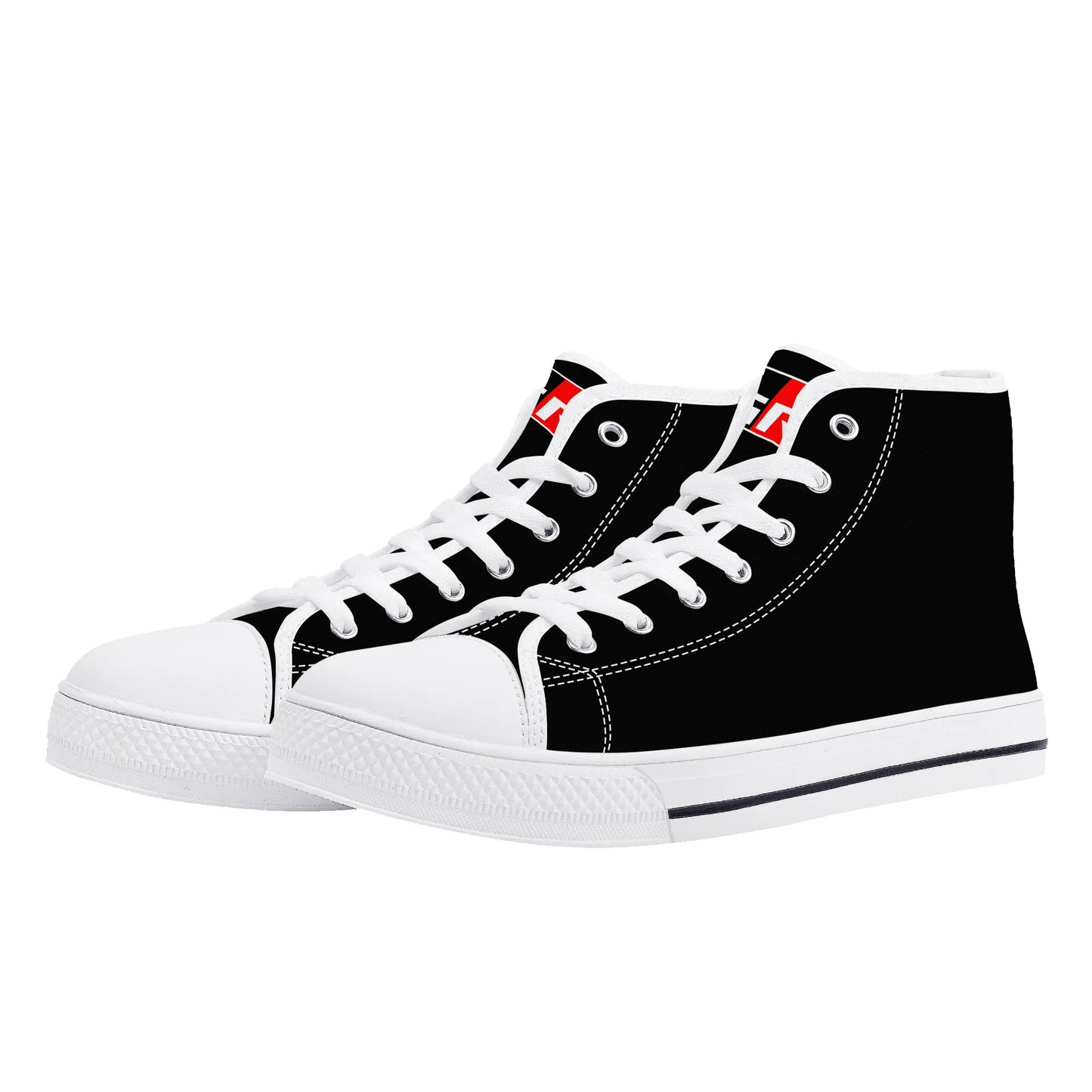 Mens High Top Canvas Shoes - GR - Colour Tongue