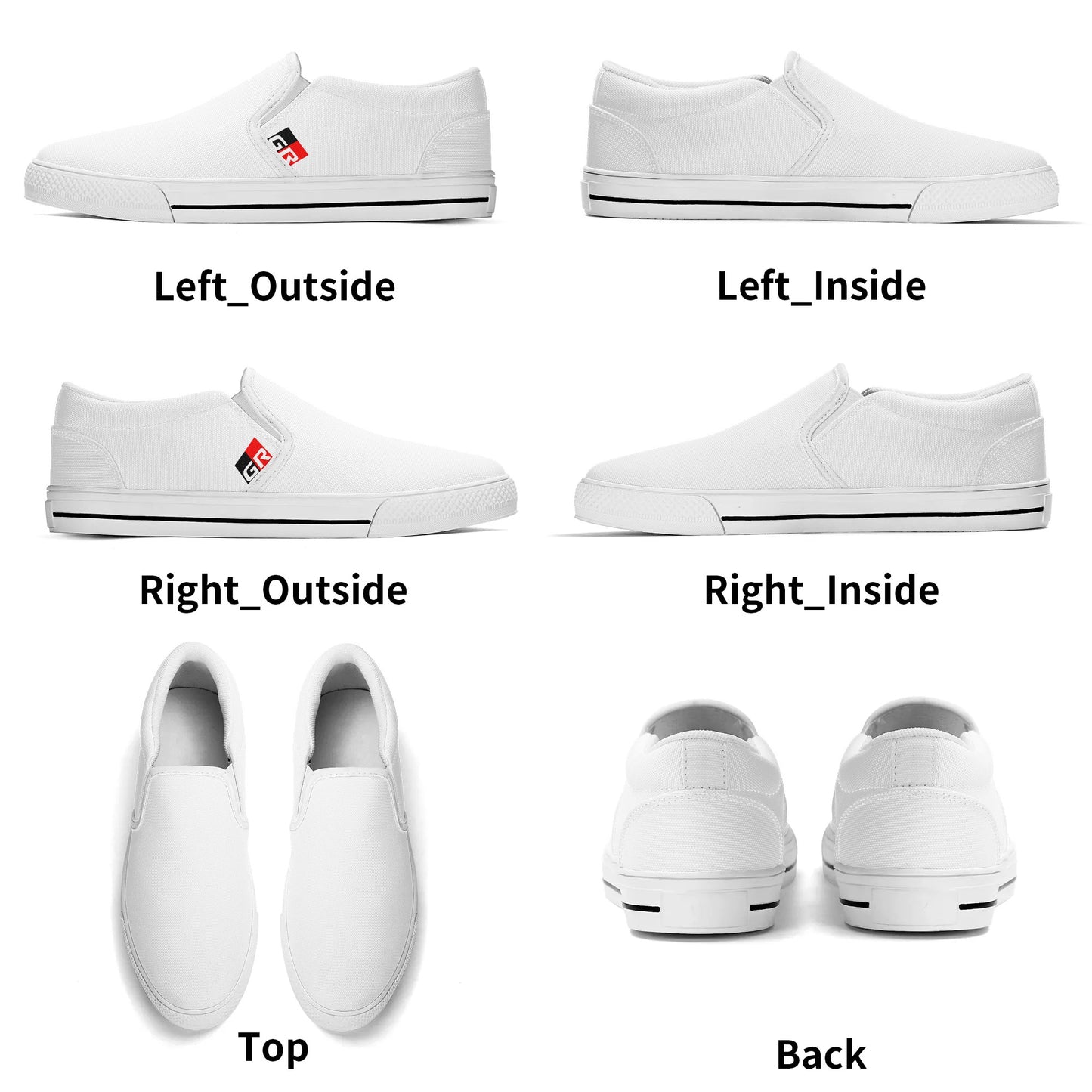 Mens Canvas Slip On Shoes - GR - White