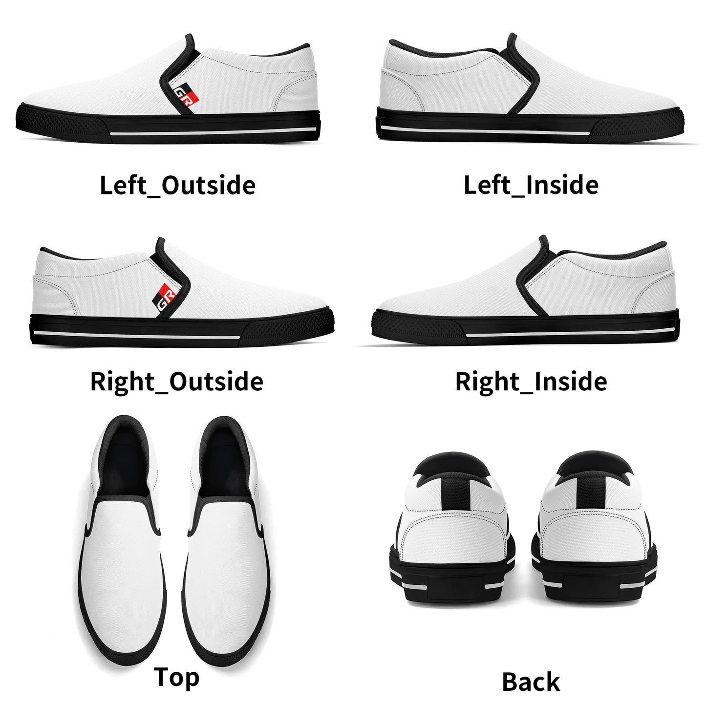 Mens Canvas Slip On Shoes - GR - White