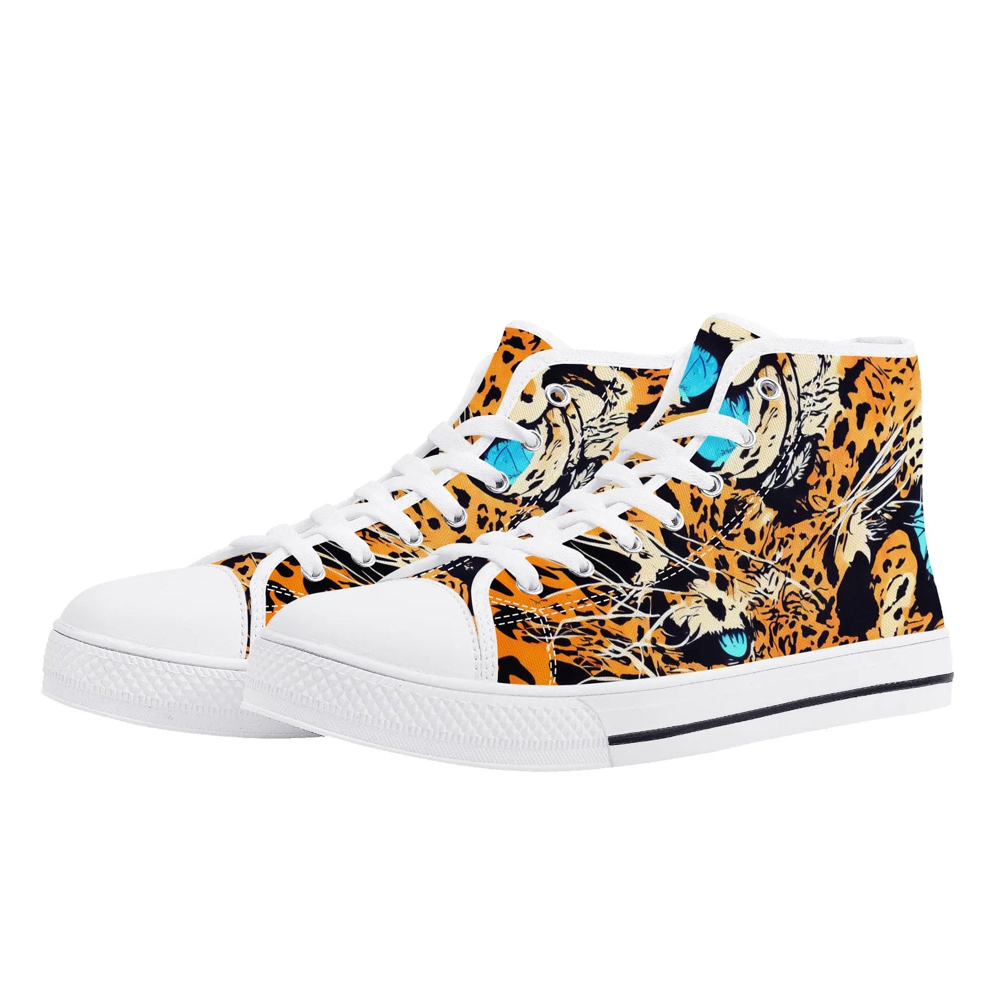 Womens High Top Canvas Shoes - Leopard