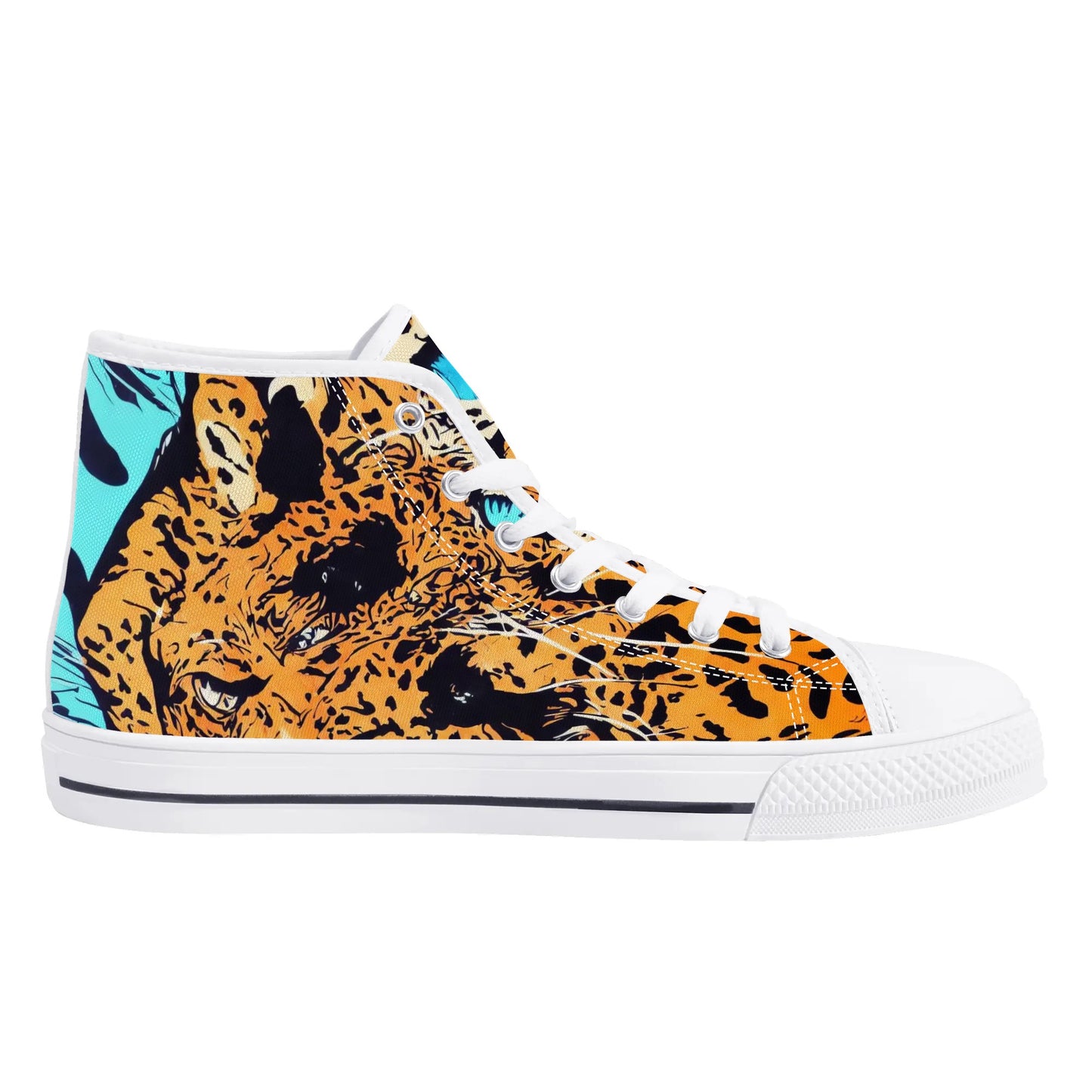 Womens High Top Canvas Shoes - Leopard