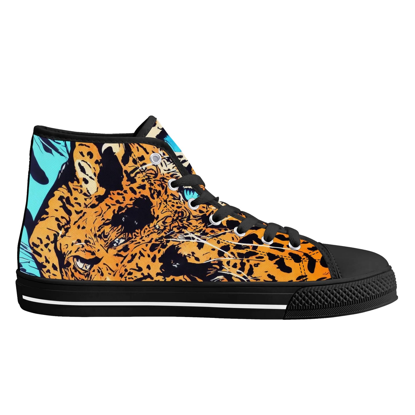 Womens High Top Canvas Shoes - Leopard