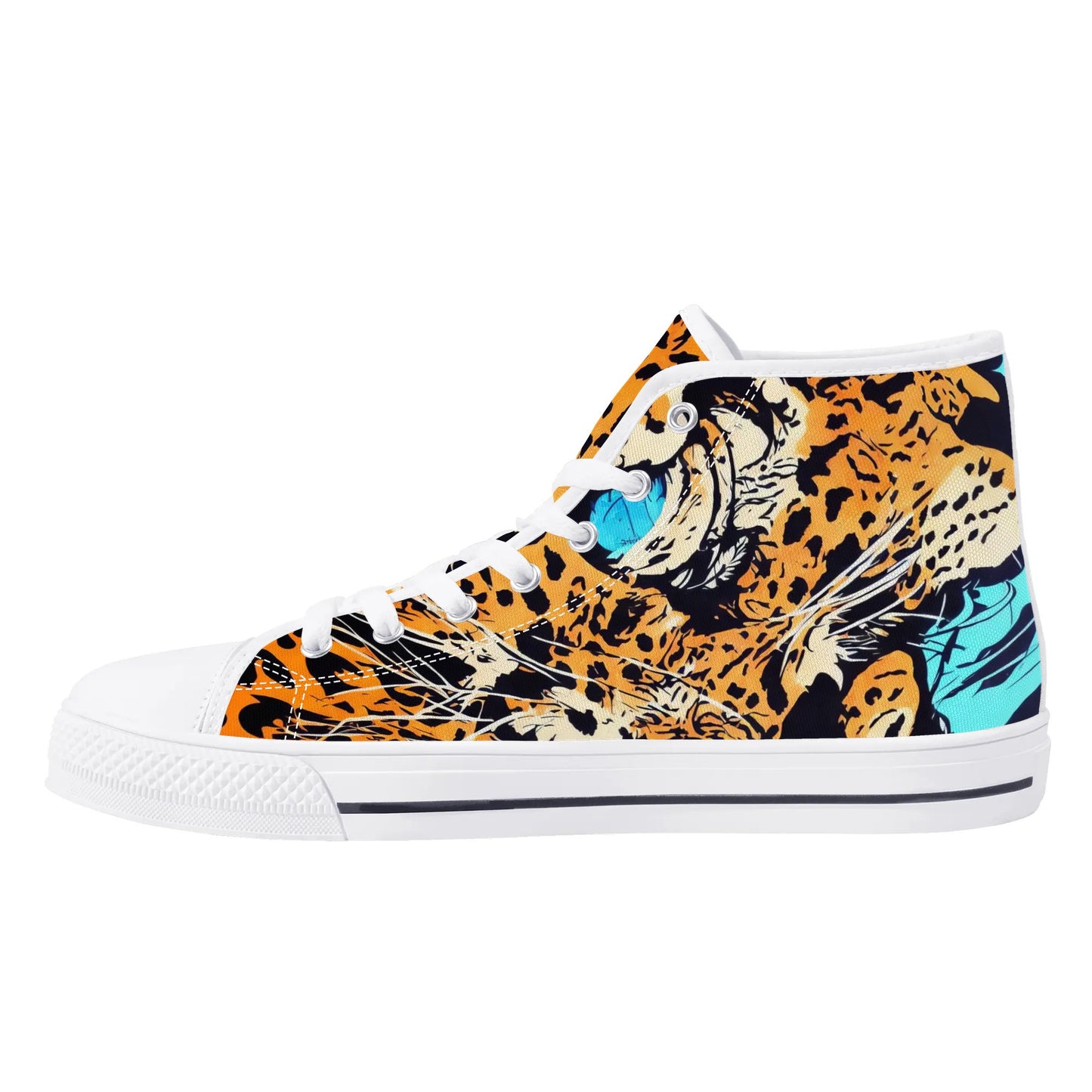 Womens High Top Canvas Shoes - Leopard