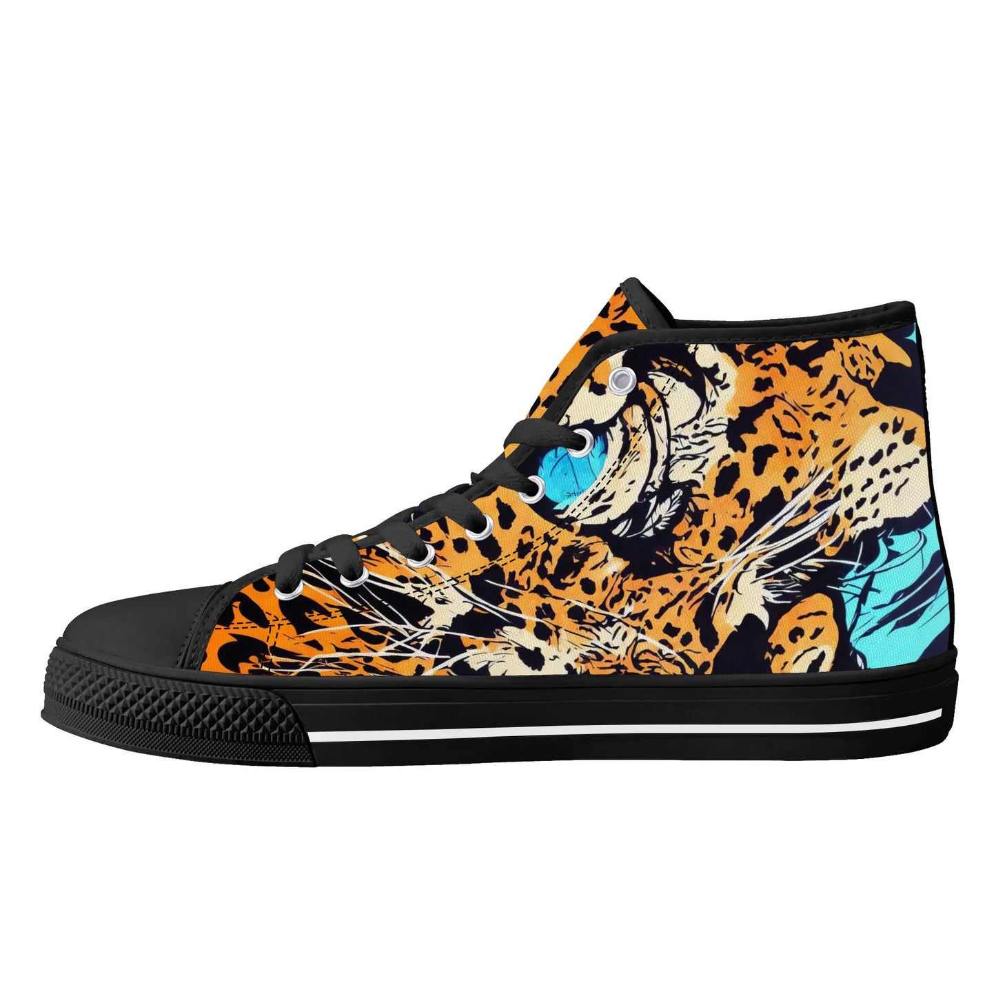 Womens High Top Canvas Shoes - Leopard