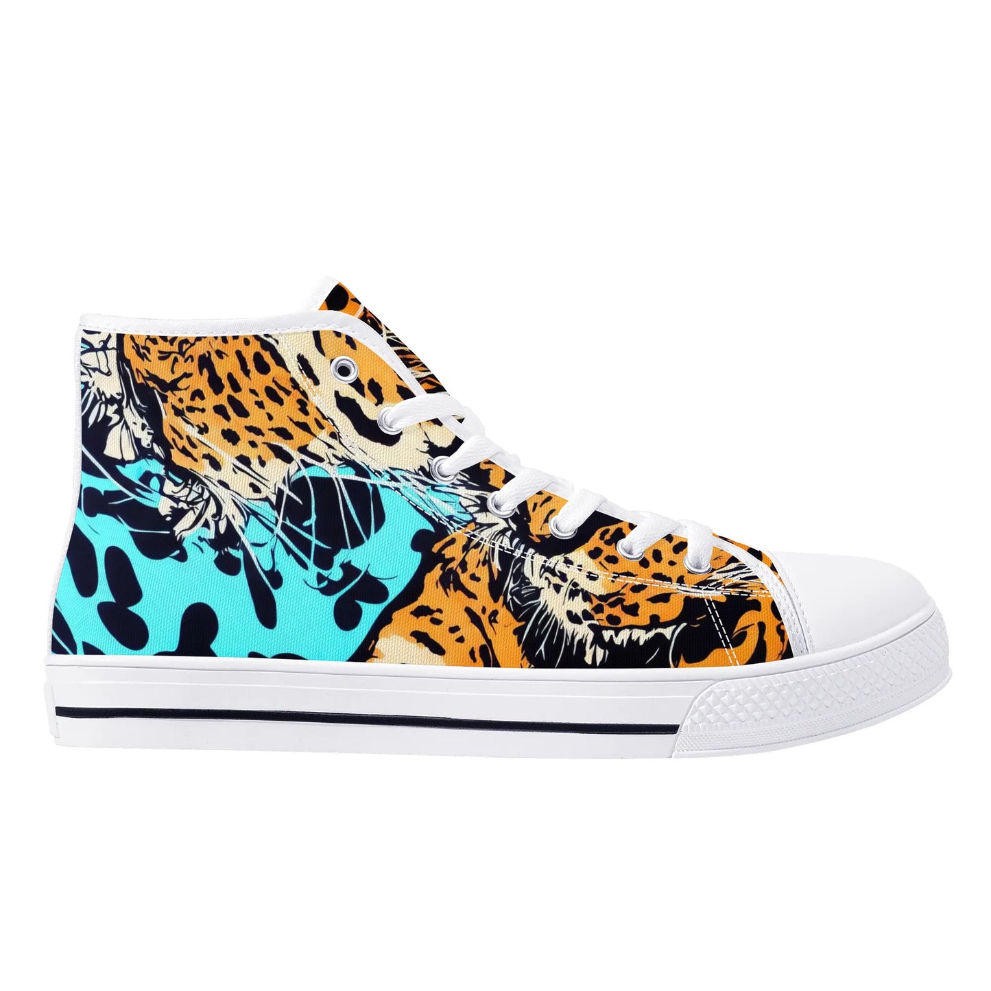 Womens High Top Canvas Shoes - Leopard