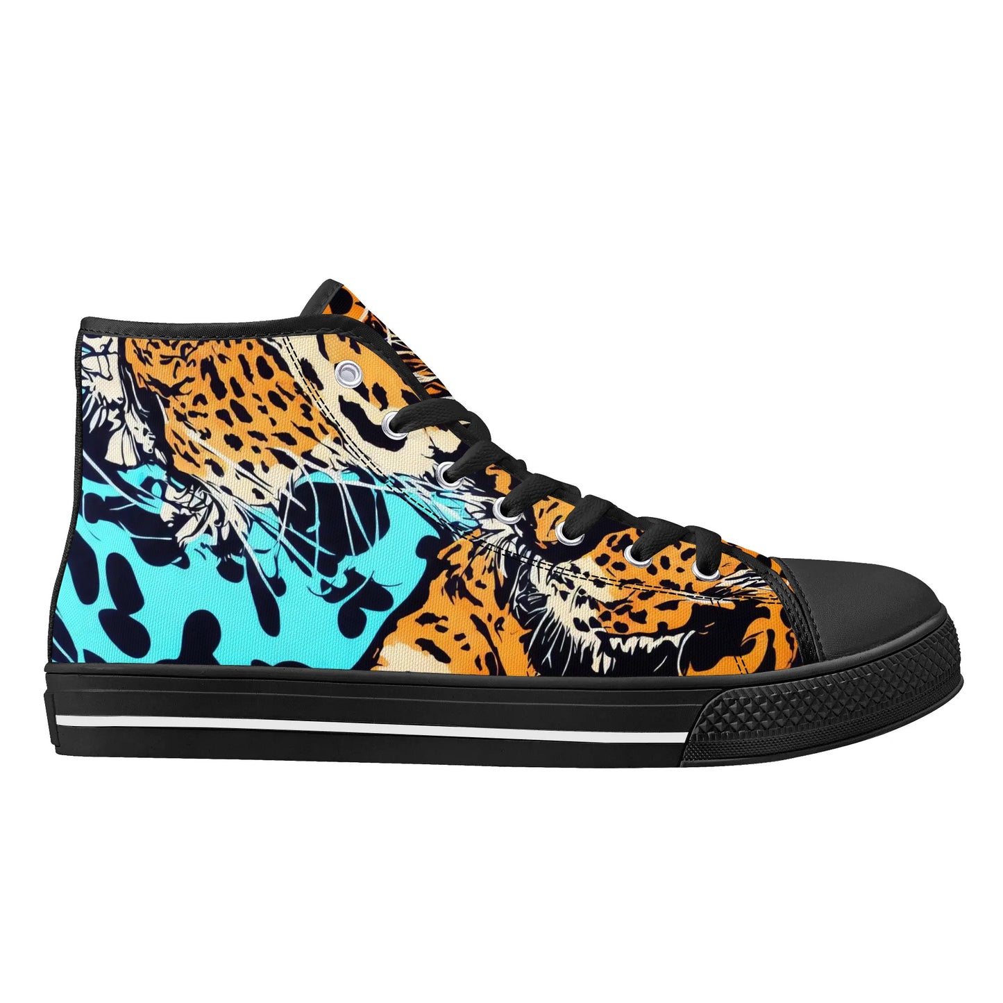 Womens High Top Canvas Shoes - Leopard