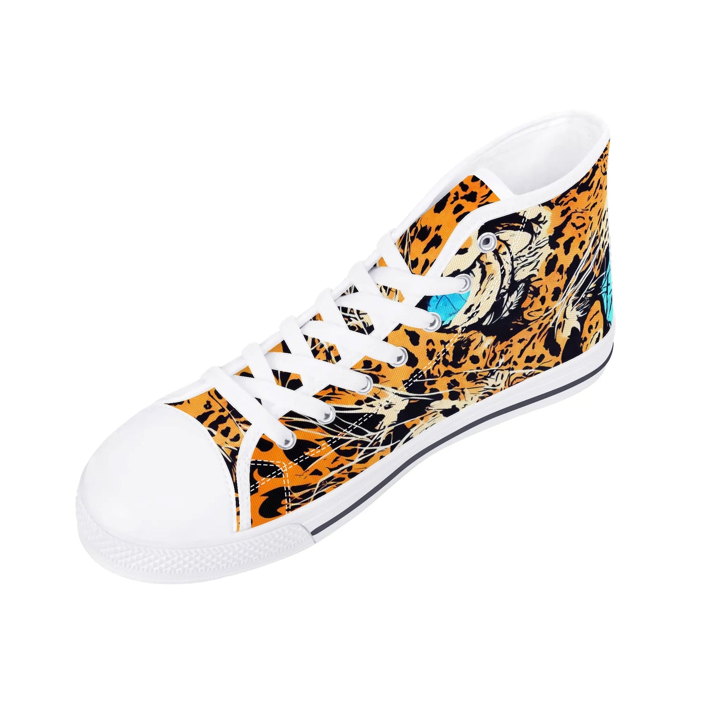 Womens High Top Canvas Shoes - Leopard