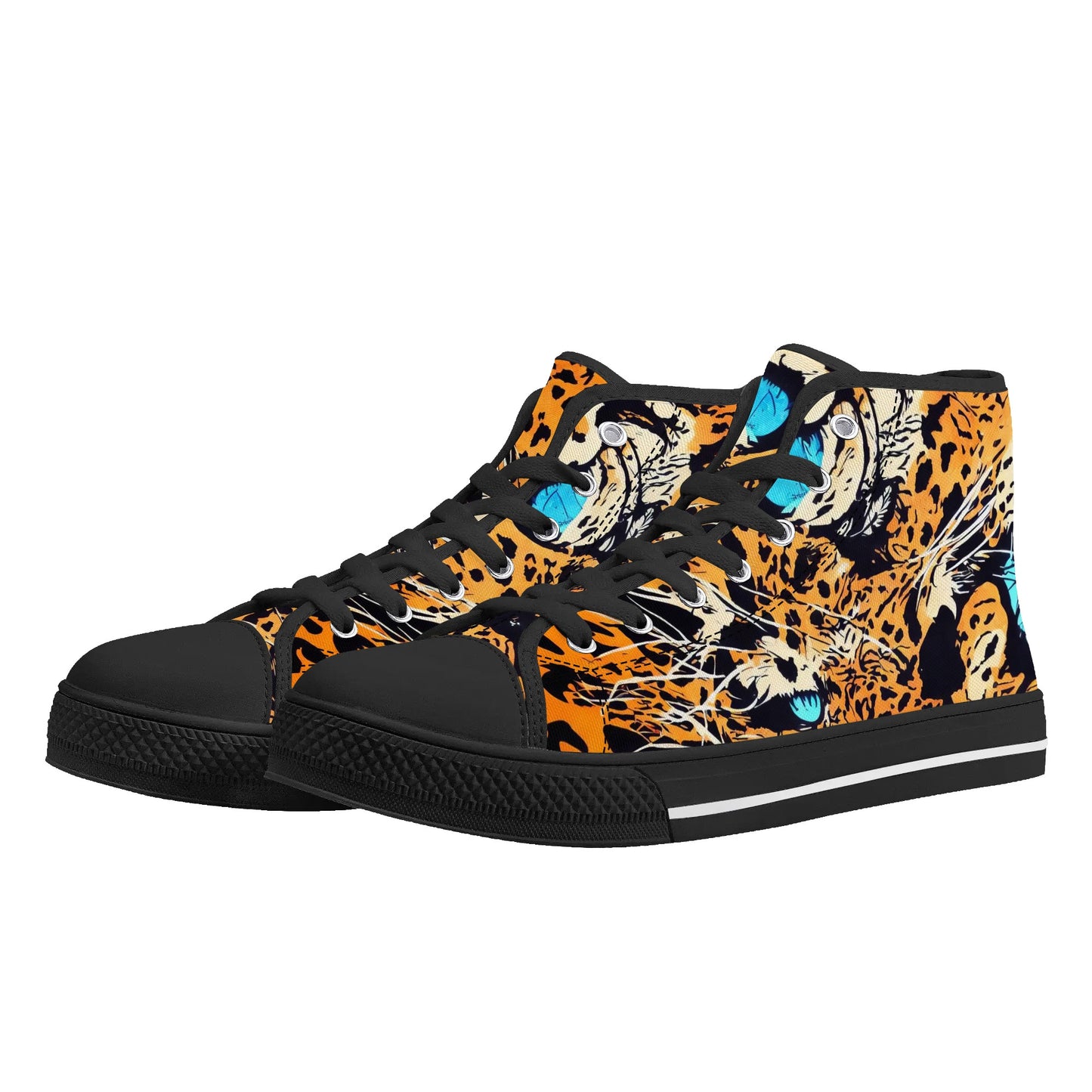 Womens High Top Canvas Shoes - Leopard