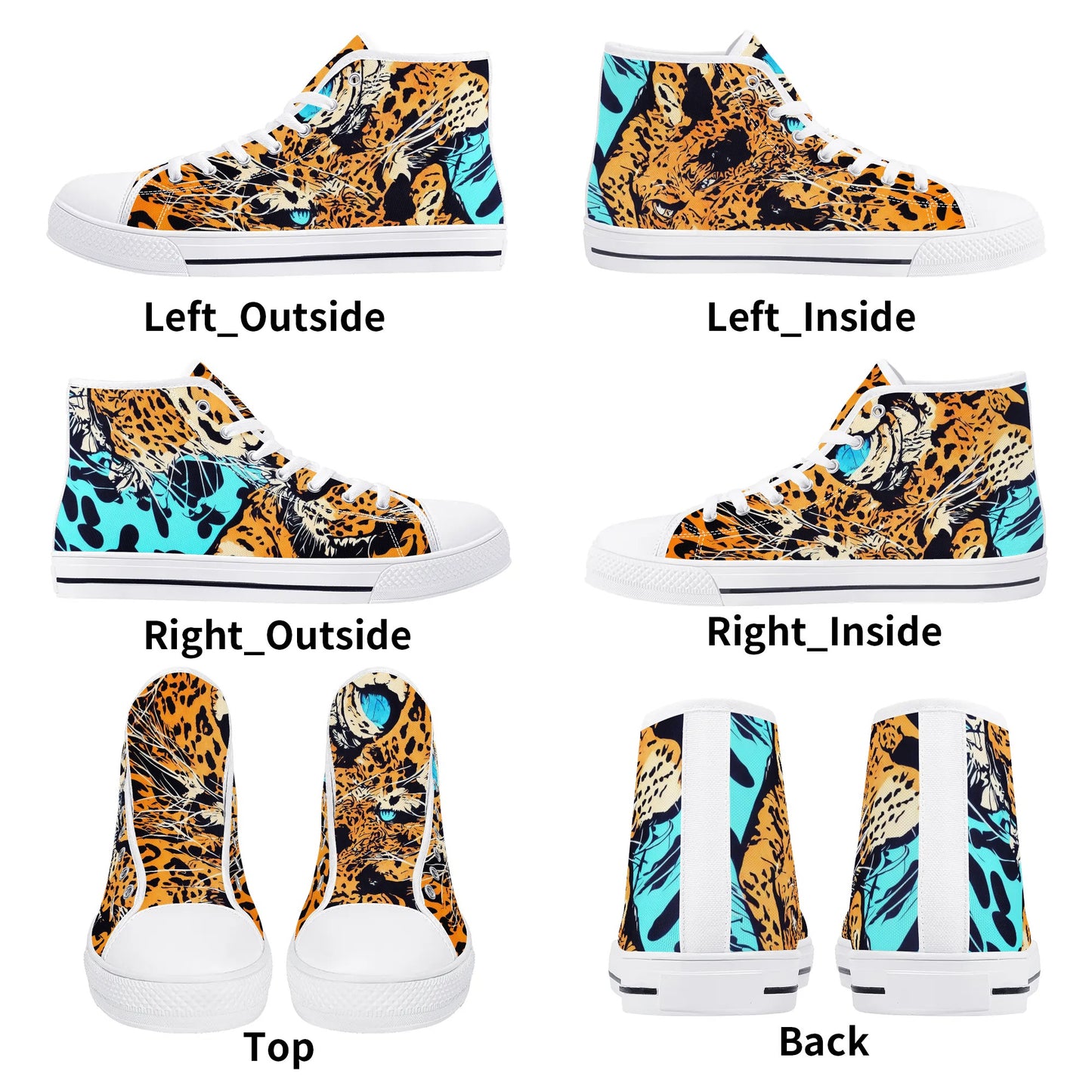 Womens High Top Canvas Shoes - Leopard