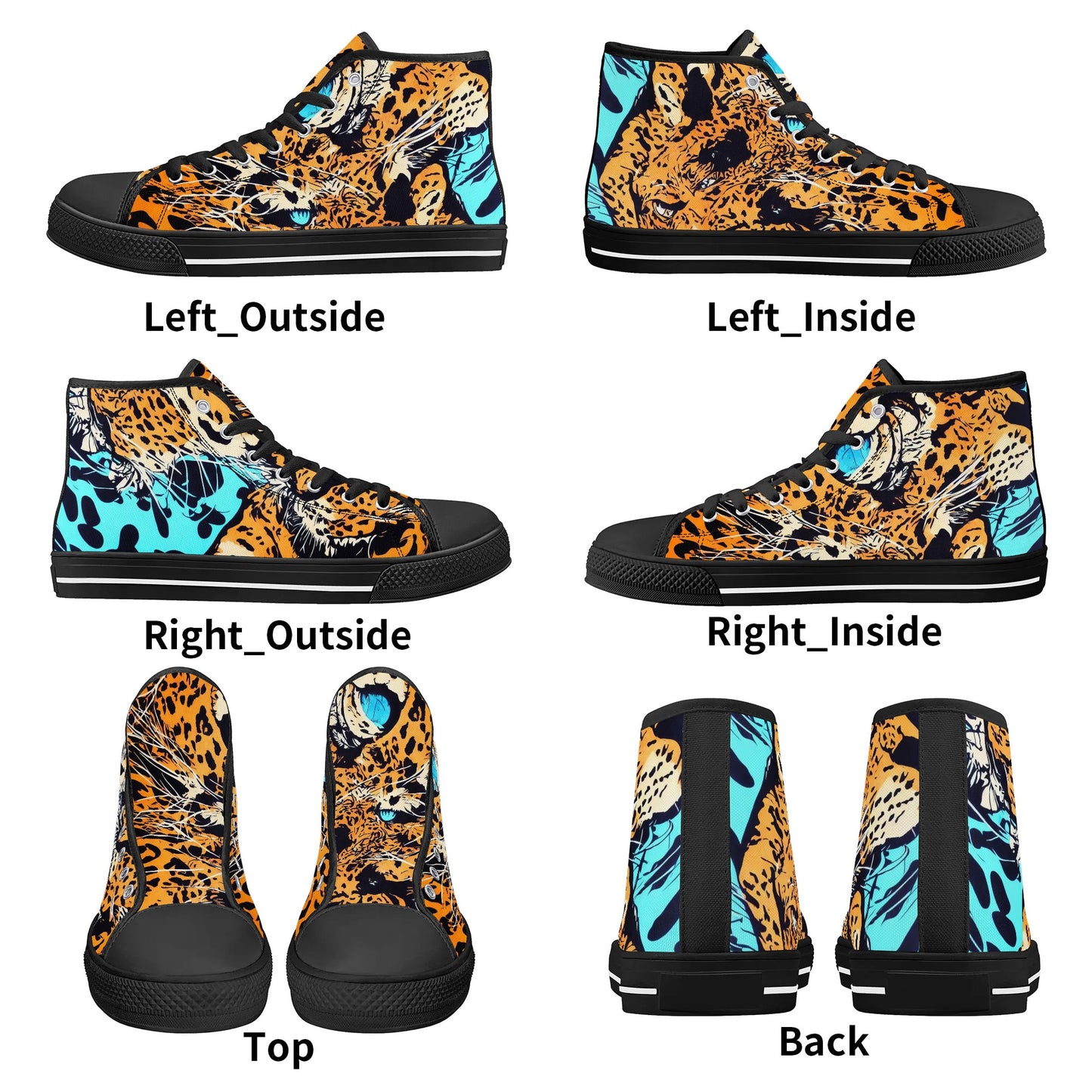 Womens High Top Canvas Shoes - Leopard