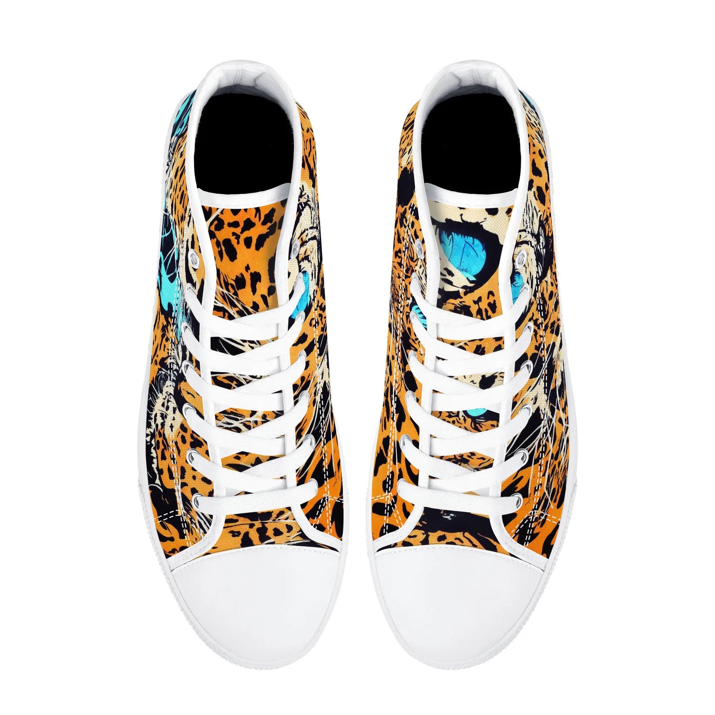 Womens High Top Canvas Shoes - Leopard