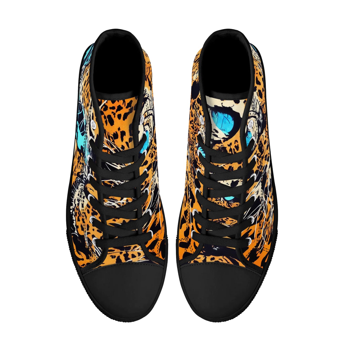 Womens High Top Canvas Shoes - Leopard