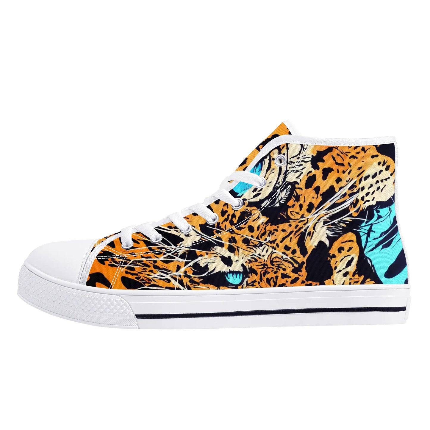 Womens High Top Canvas Shoes - Leopard