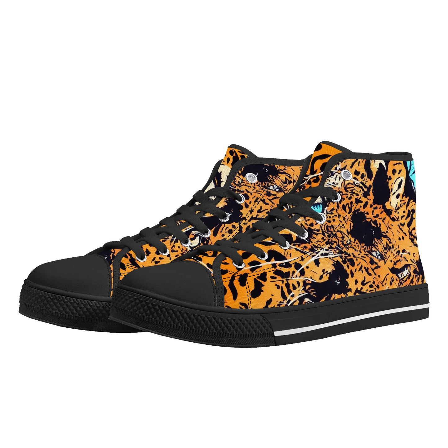 Mens High Top Canvas Shoes - Leopard