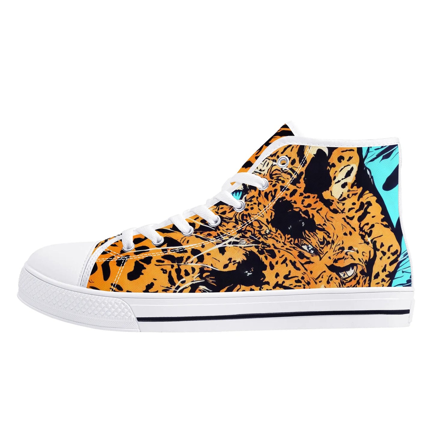 Mens High Top Canvas Shoes - Leopard