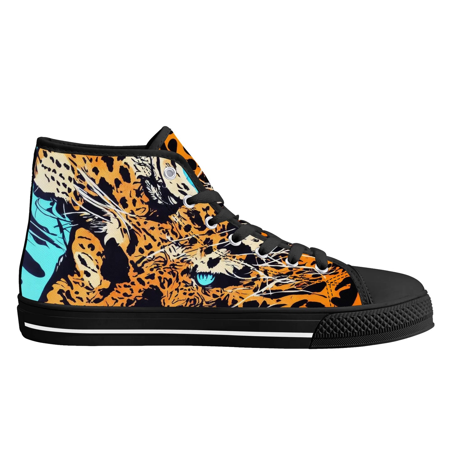 Mens High Top Canvas Shoes - Leopard