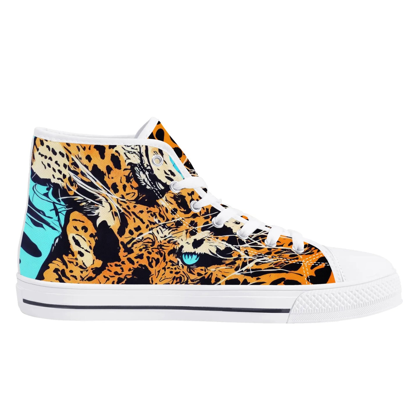 Mens High Top Canvas Shoes - Leopard