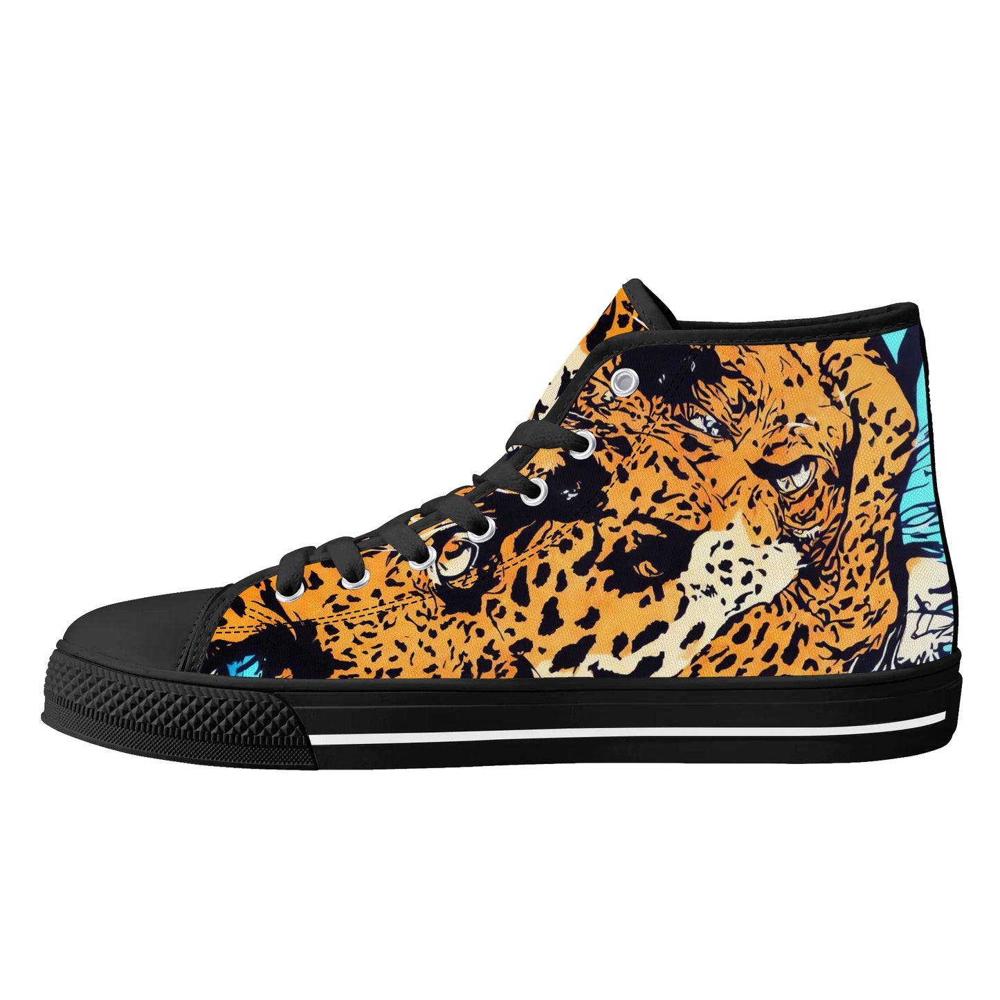 Mens High Top Canvas Shoes - Leopard