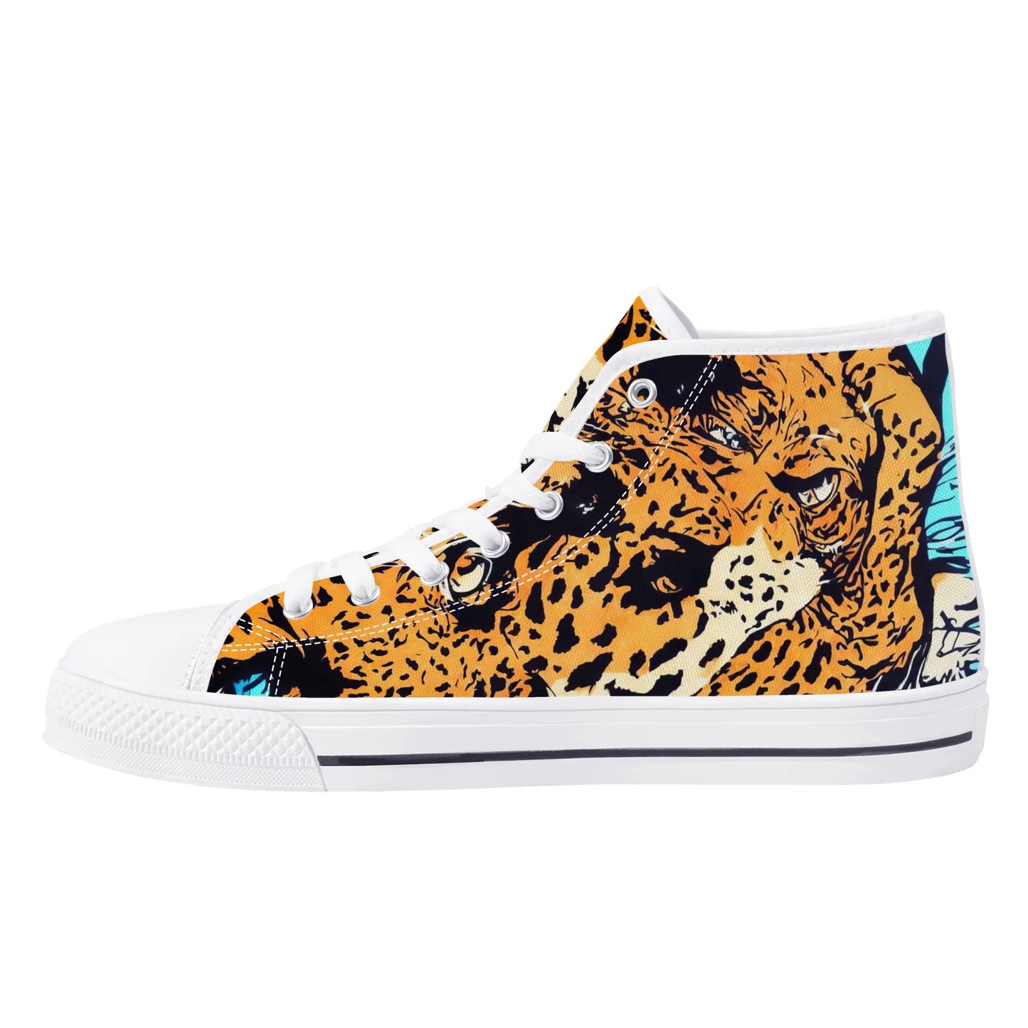 Mens High Top Canvas Shoes - Leopard