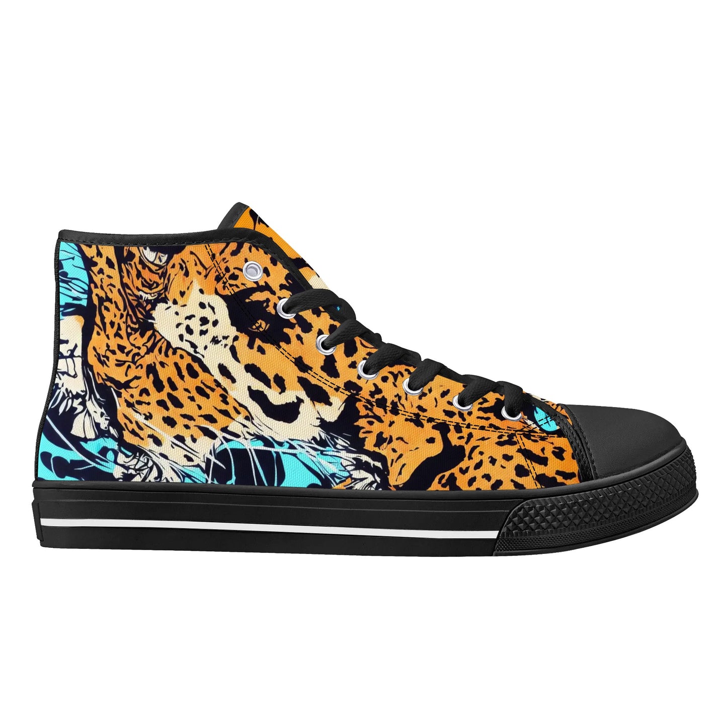 Mens High Top Canvas Shoes - Leopard