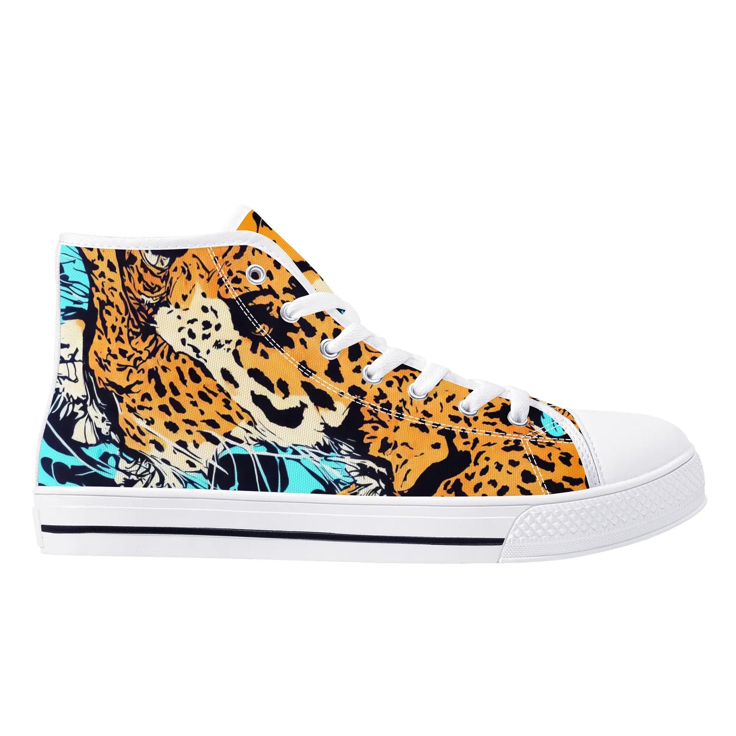 Mens High Top Canvas Shoes - Leopard