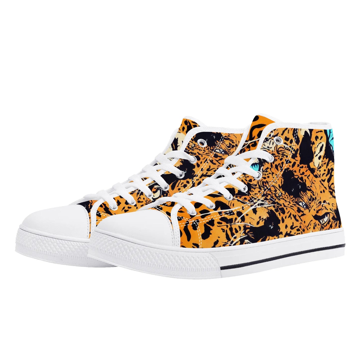 Mens High Top Canvas Shoes - Leopard