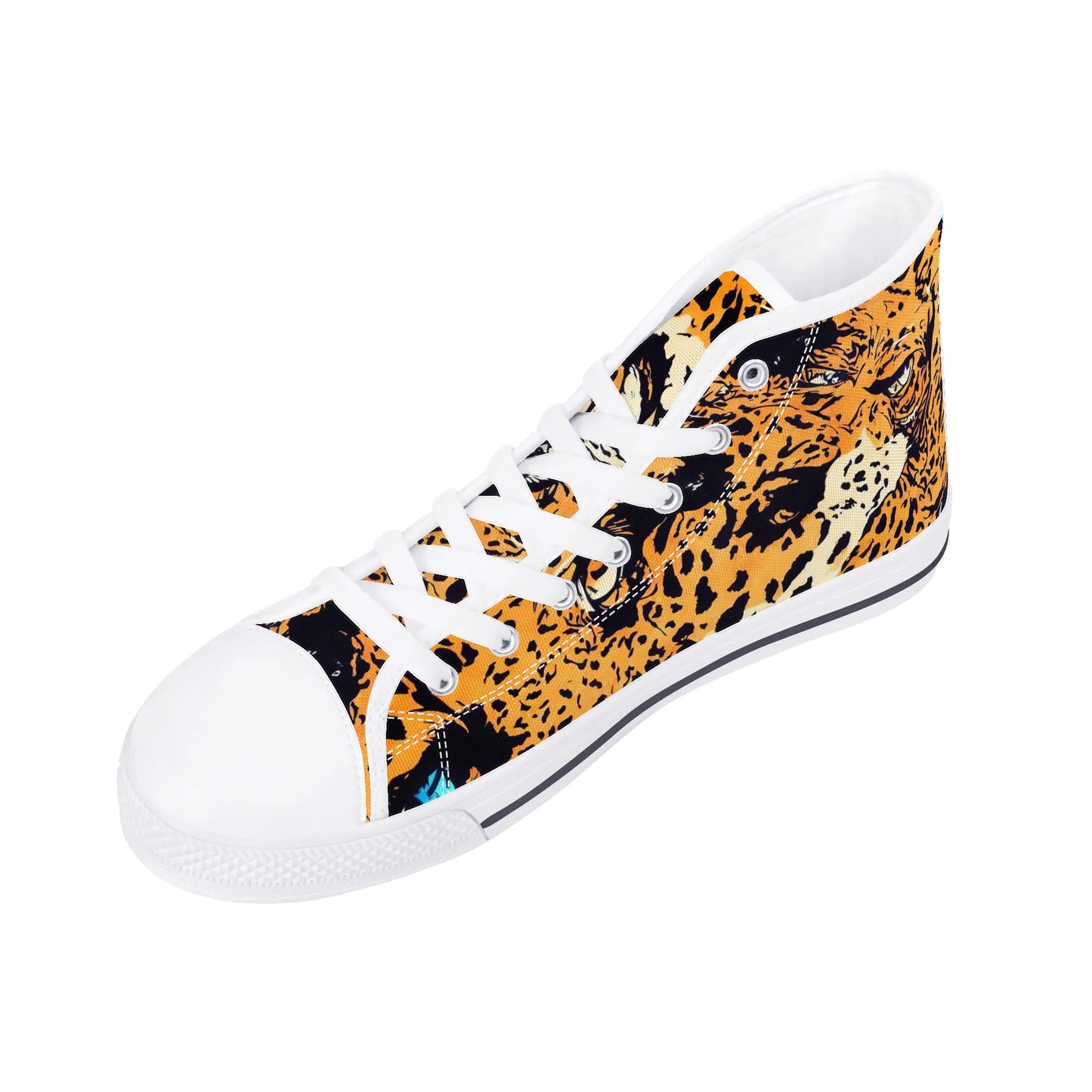 Mens High Top Canvas Shoes - Leopard