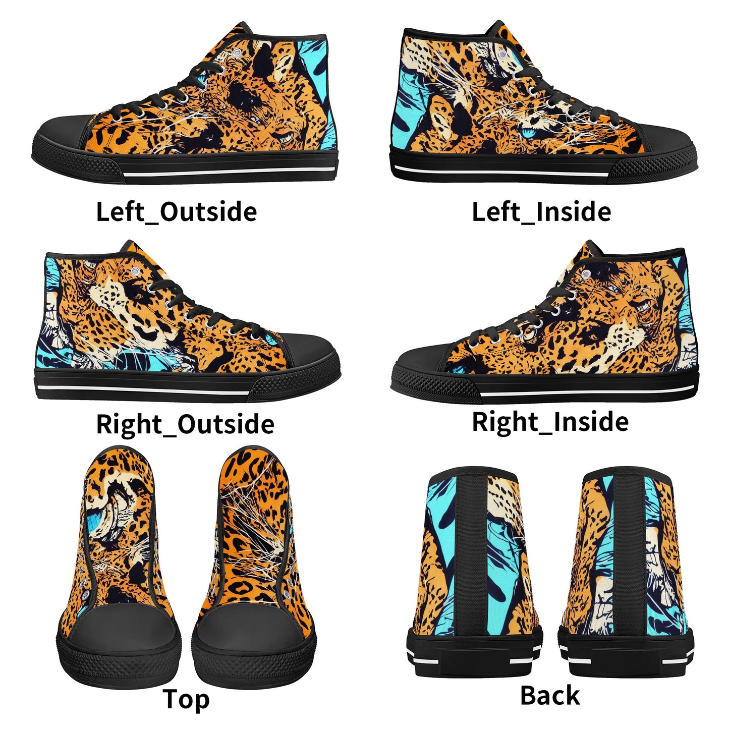 Mens High Top Canvas Shoes - Leopard