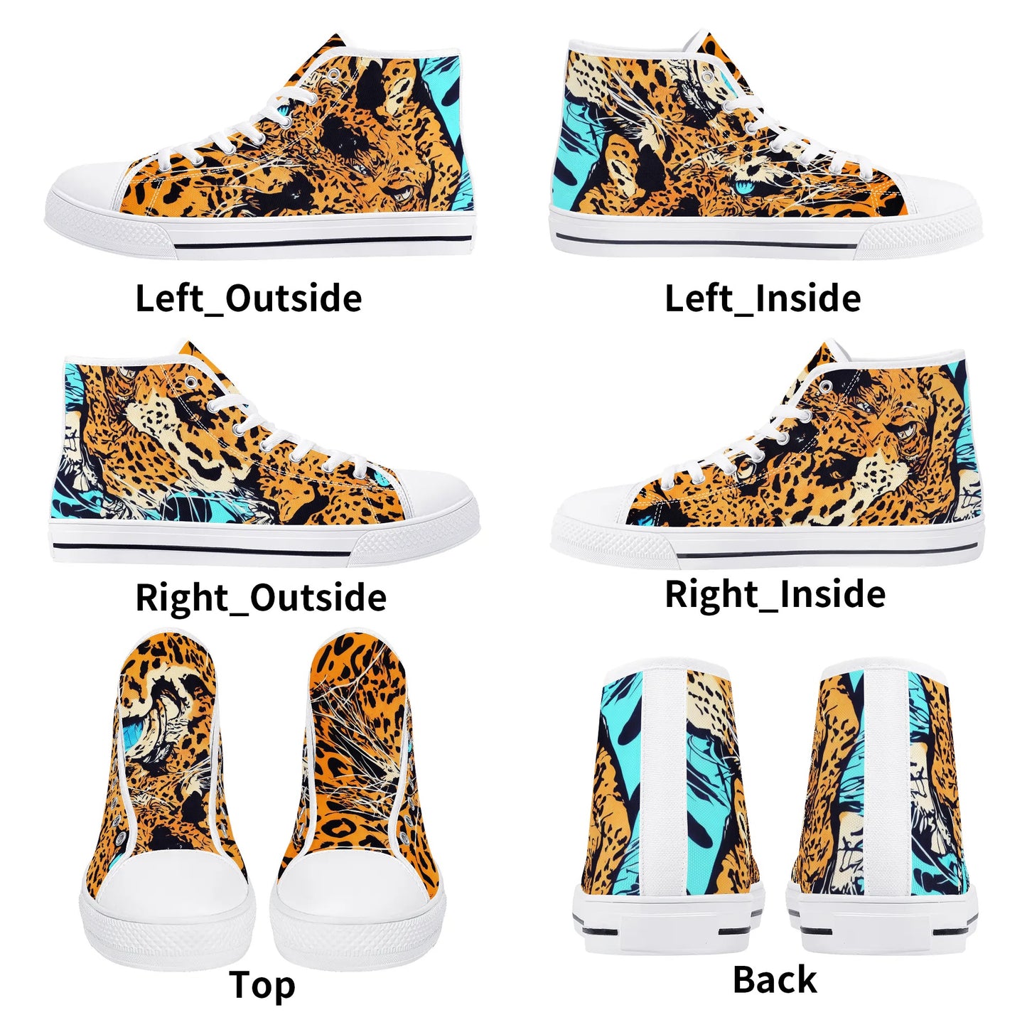 Mens High Top Canvas Shoes - Leopard