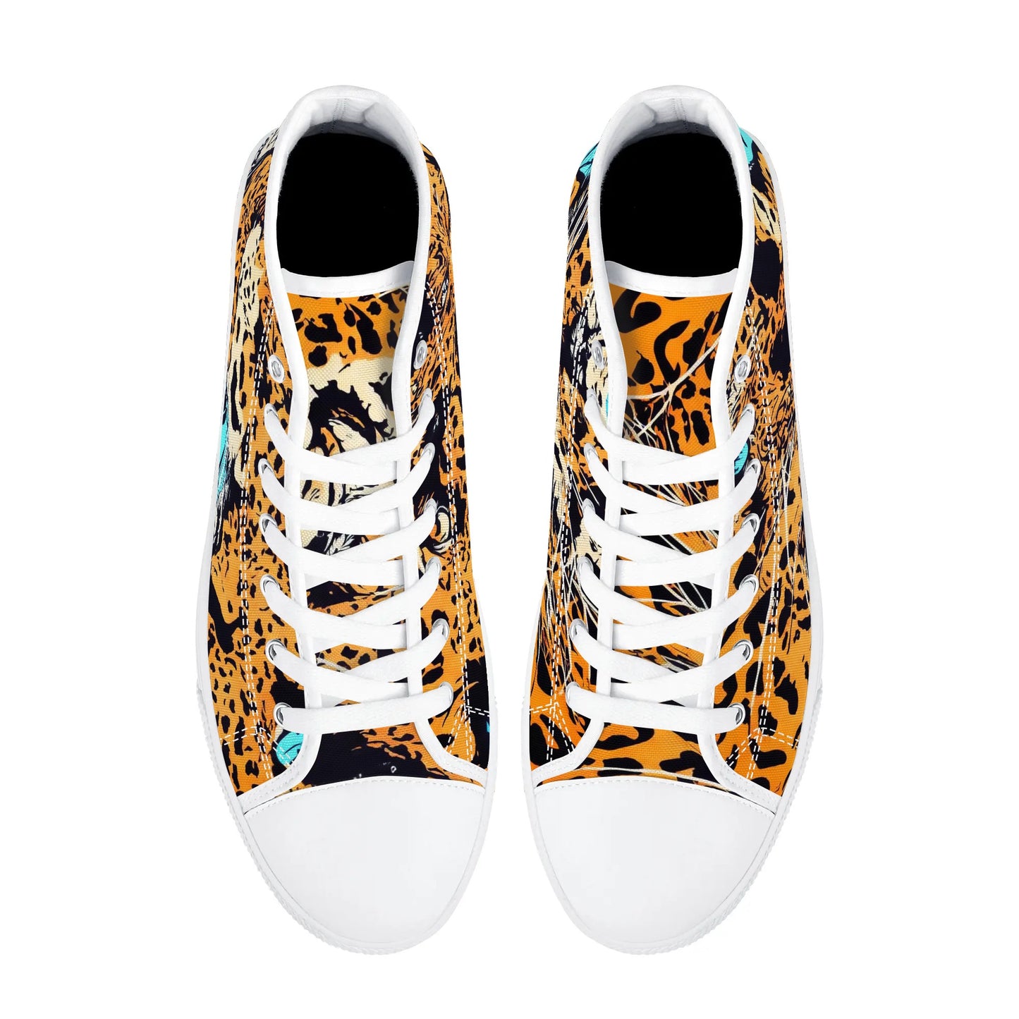 Mens High Top Canvas Shoes - Leopard