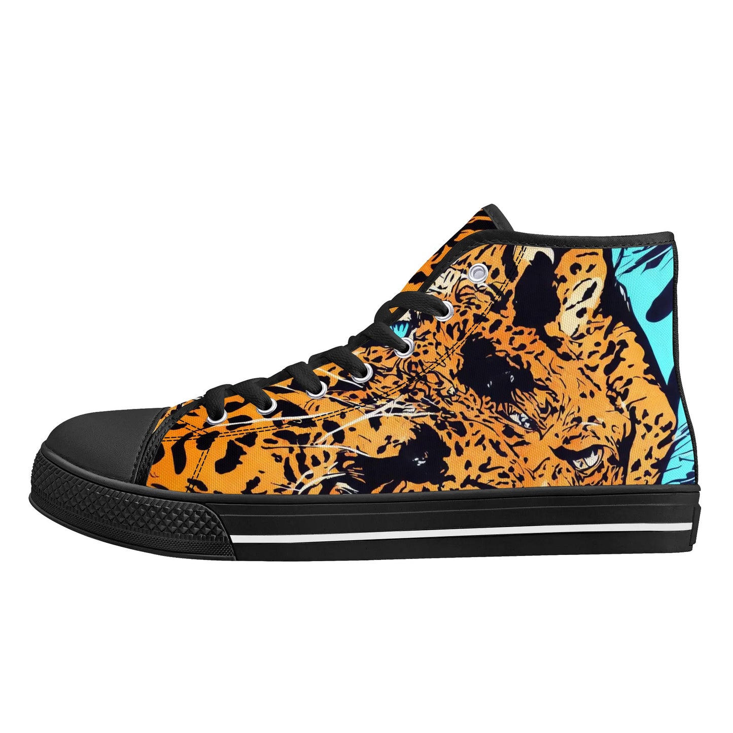 Mens High Top Canvas Shoes - Leopard