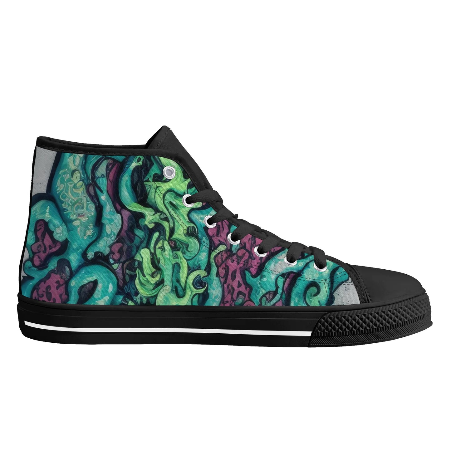 Mens Rubber High Top Canvas Shoes - Sea Creatures