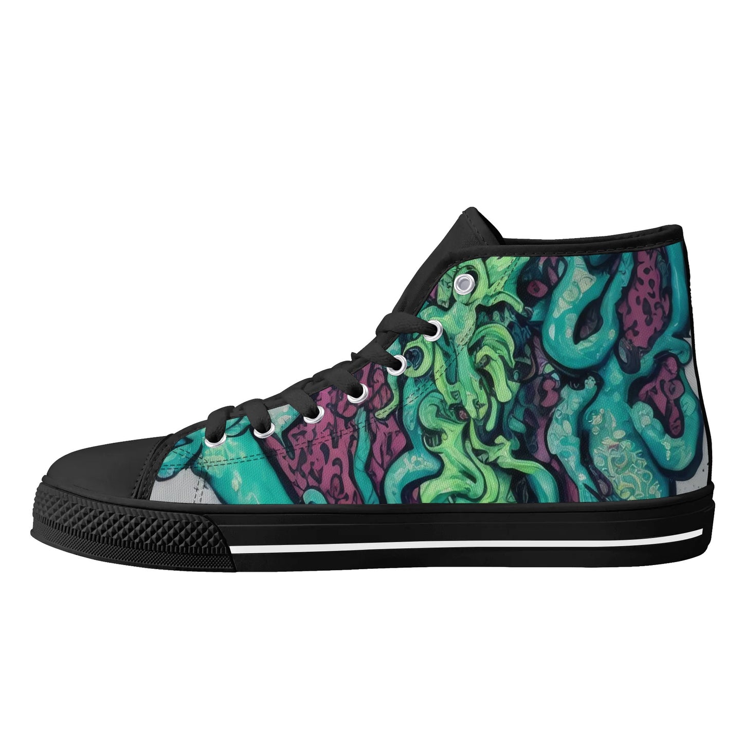 Mens Rubber High Top Canvas Shoes - Sea Creatures