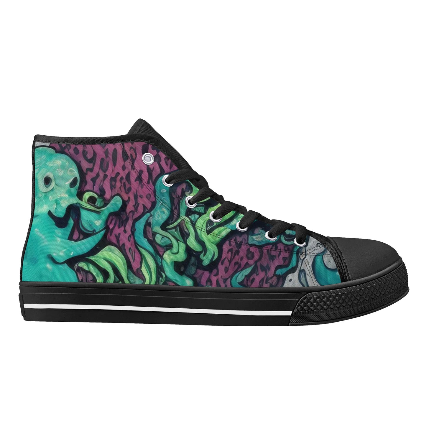 Mens Rubber High Top Canvas Shoes - Sea Creatures