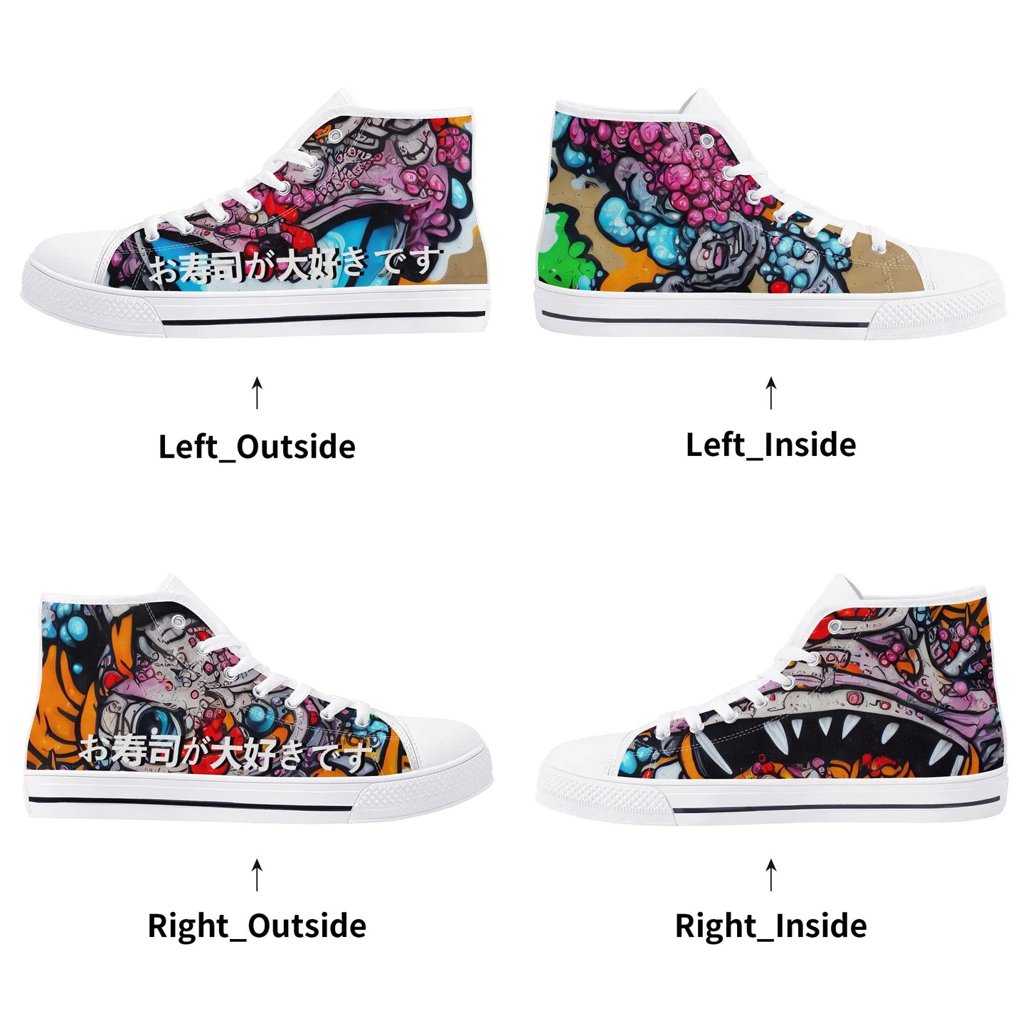 Womens Rubber High Top Canvas Shoes - Sushi