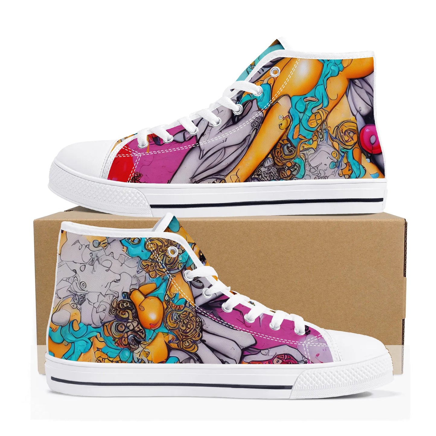 Womens High Top Canvas Shoes - E-Girl