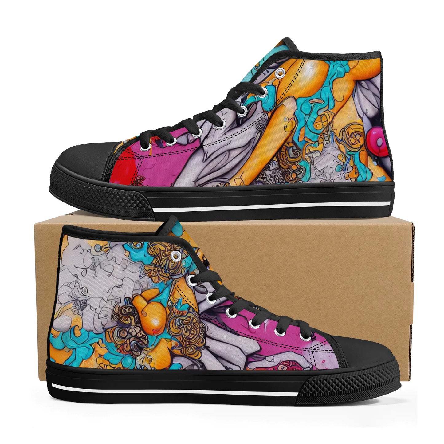 Womens High Top Canvas Shoes - E-Girl