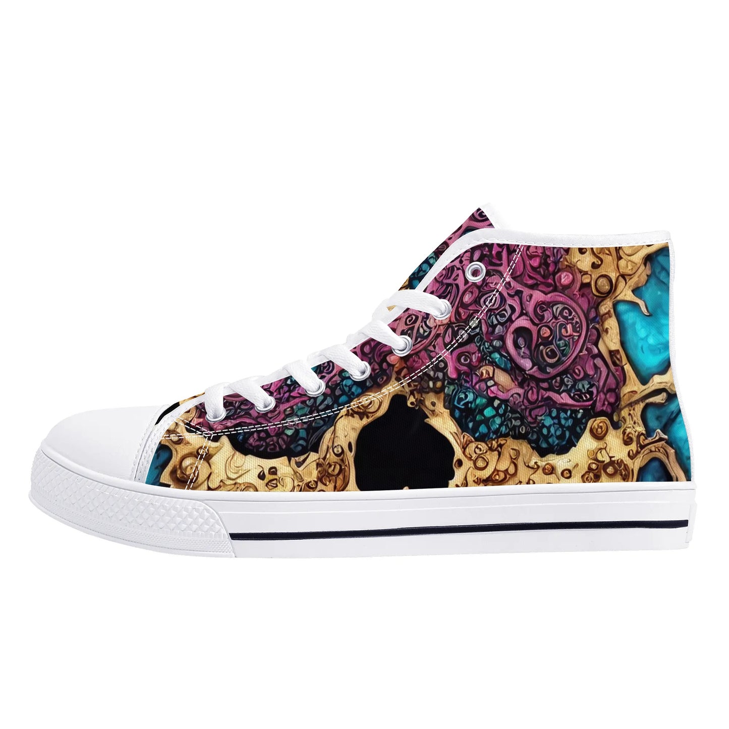 Mens High Top Canvas Shoes - Skull Dance