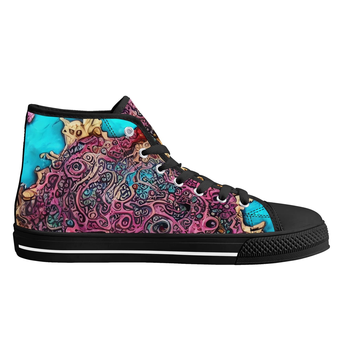 Mens High Top Canvas Shoes - Skull Dance