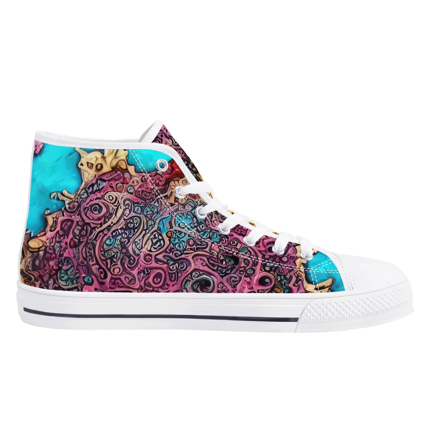 Mens High Top Canvas Shoes - Skull Dance